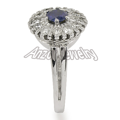 Sapphire and Diamond ring Russian style ring 14k