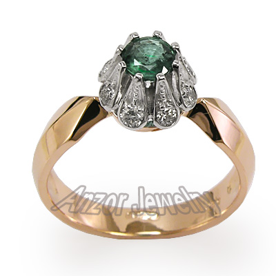 old Russian style Emerald & Diamond ring 585