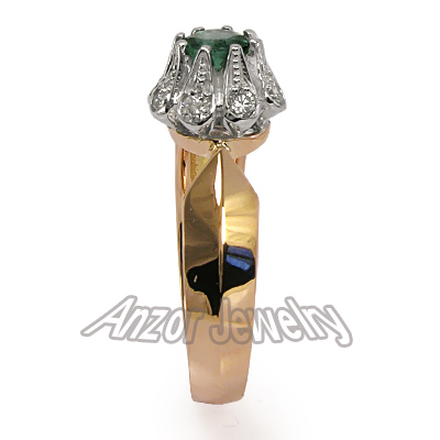 old Russian style Emerald & Diamond ring 585