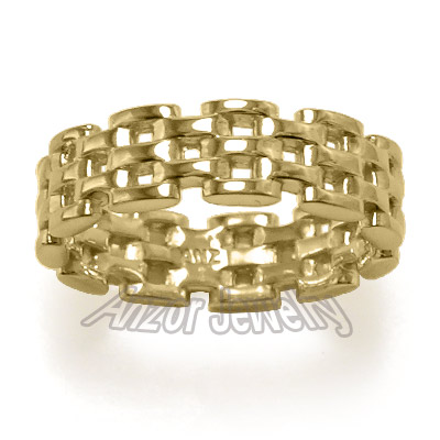 14k Gold Panther Link Band Ring by Anzor