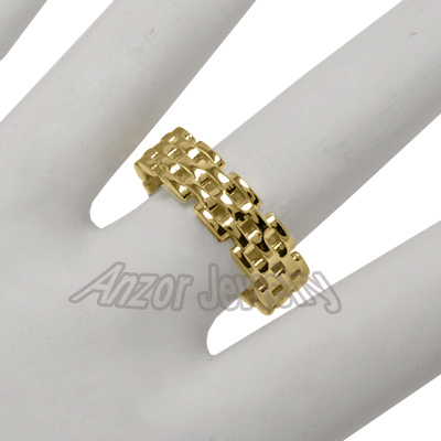 14k Gold Panther Link Band Ring by Anzor