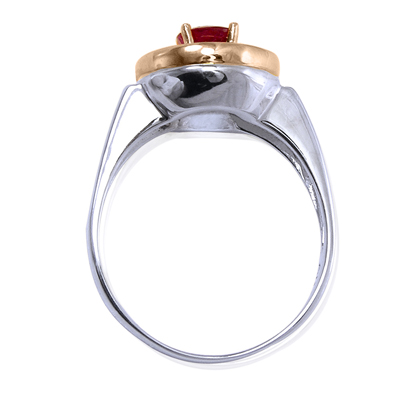 14k Gold Diamond and Ruby Russian Style ring