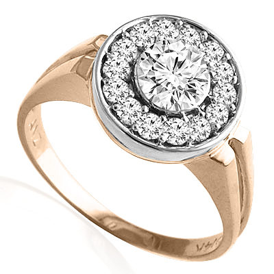 14k Rose Gold Diamond Ring Russian Jewelry