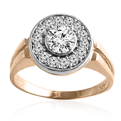 14k Rose Gold Diamond Ring Russian Jewelry