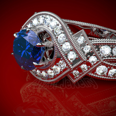 18k Gold Sapphire and Diamond Ring