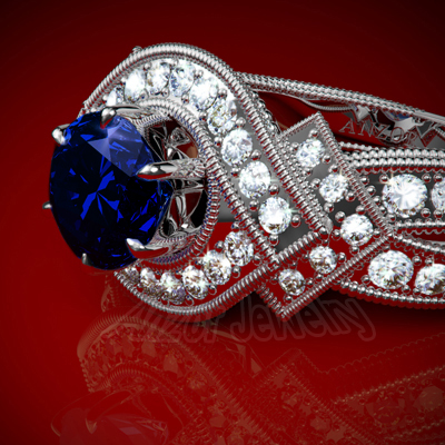 Sapphire Diamond Ring in 14k gold
