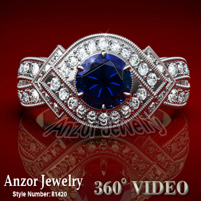 Sapphire Diamond Ring in 14k gold