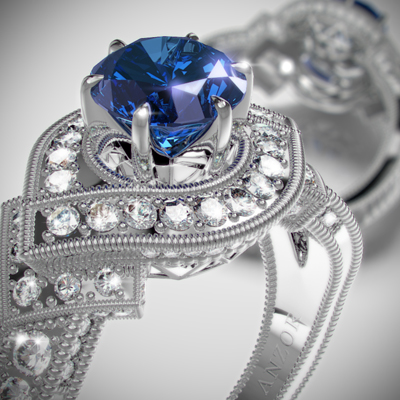 18k Gold Sapphire and Diamond Ring