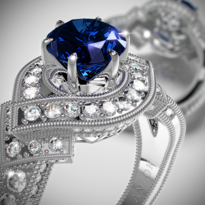 Sapphire Diamond Ring in 14k gold