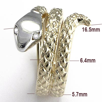 14k Twisted Serpent Diamond Men's Ring