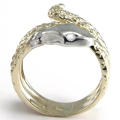 14k Twisted Serpent Diamond Men's Ring