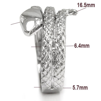 14k Solid White Gold Genuine Diamond Snake ring