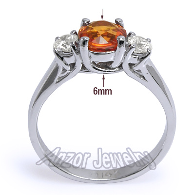 14k Gold Sapphire Diamond three stone Ring