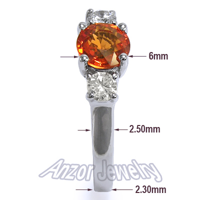 14k Gold Sapphire Diamond three stone Ring