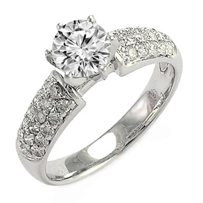 18K White Gold Diamond Engagement Ring