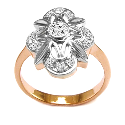 European style Rose Gold Diamond Ring 585