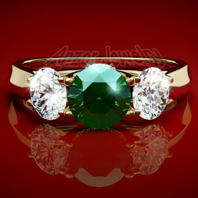 14k Gold Emerald Diamond Anniversary Ring