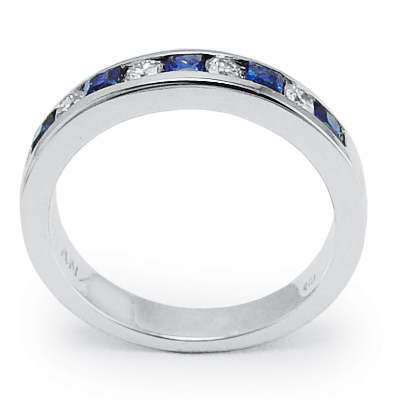950 Platinum Diamond Sapphire Band Ring