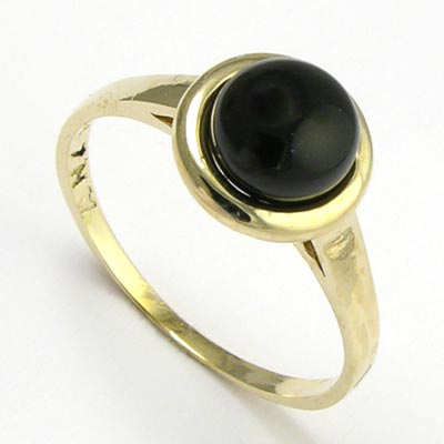 14k Yellow Solid Gold Genuine Black Onyx Ring