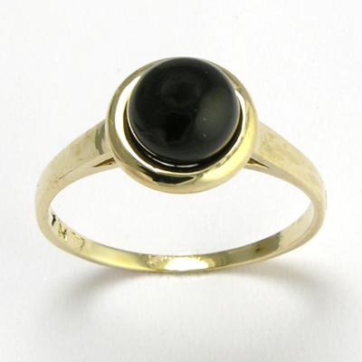 14k Yellow Solid Gold Genuine Black Onyx Ring