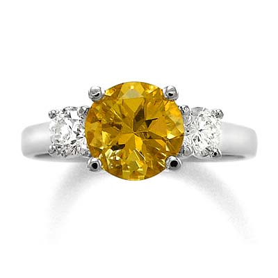 14k Gold Citrine Diamond Engagement Ring