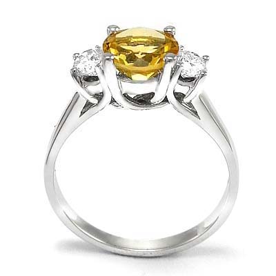 14k Gold Citrine Diamond Engagement Ring
