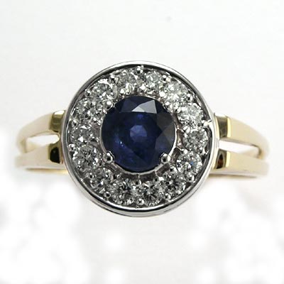 14k Gold Diamond Sapphire Ring