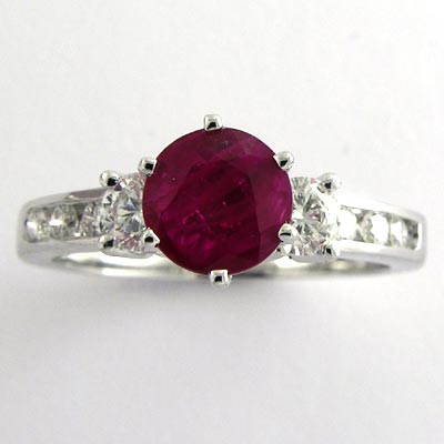 Genuine Ruby and Diamond Engagement Ring 14k