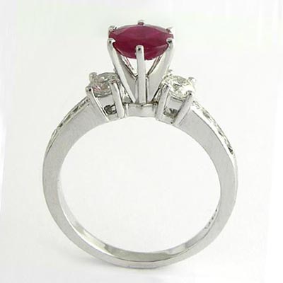 Genuine Ruby and Diamond Engagement Ring 14k