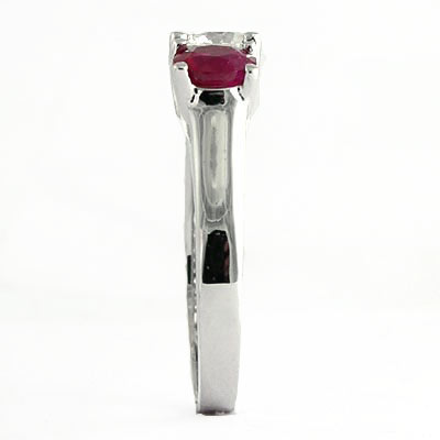 14k Gold Ruby Diamond Three Stone Ring