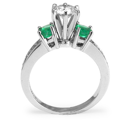14k Gold Emerald Diamond Engagement Ring