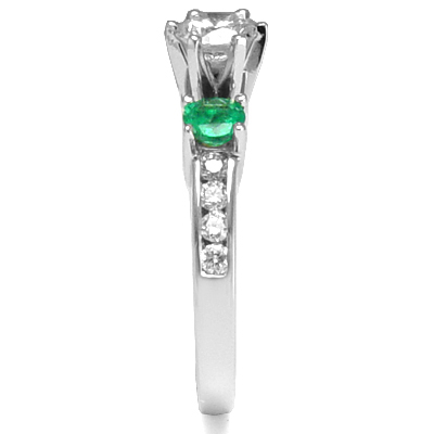 14k Gold Emerald Diamond Engagement Ring