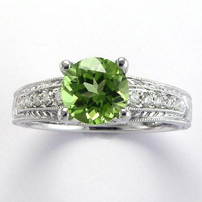 18k Gold Peridot Diamond Ring