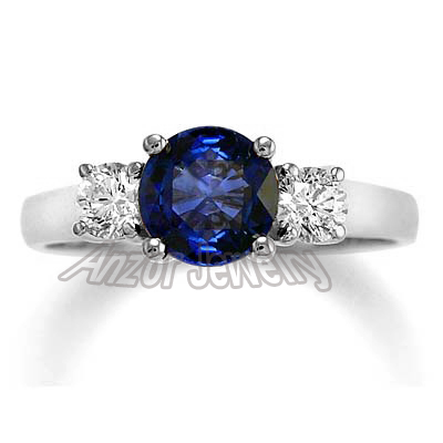1.30ct Ceylon Sapphire Diamond Ring in 14k Gold