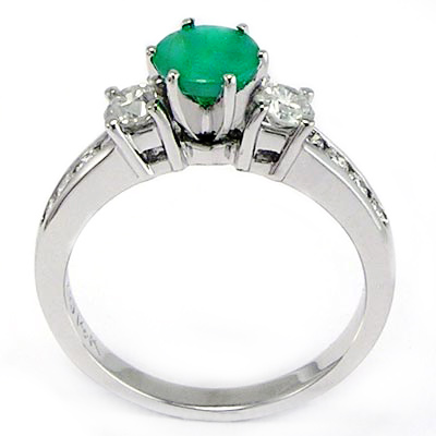14k Gold Emerald Diamond Engagement Ring