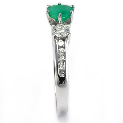 14k Gold Emerald Diamond Engagement Ring