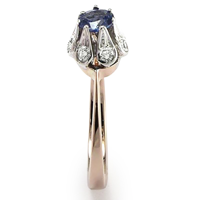 Ceylon Sapphire Diamond Russian style Ring 14k gol