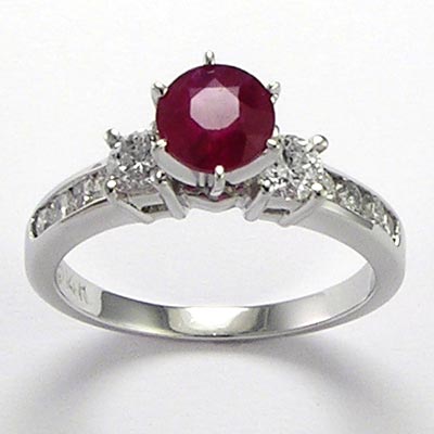 14k Gold Ruby Diamond Ring