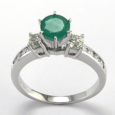 14k Gold Emerald Diamond engagement Ring