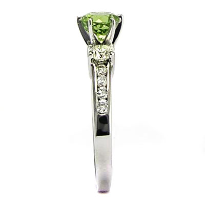 14k Gold Peridot and Diamond Engagement Ring