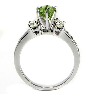 14k Gold Peridot and Diamond Engagement Ring
