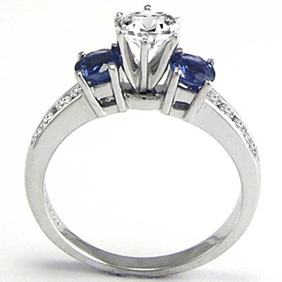 18k Gold Sapphire Diamond  Engagement Ring
