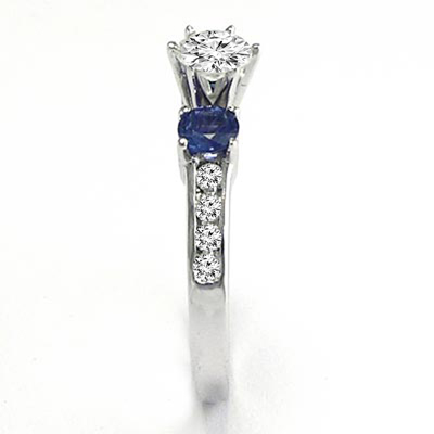 18k Gold Sapphire Diamond  Engagement Ring