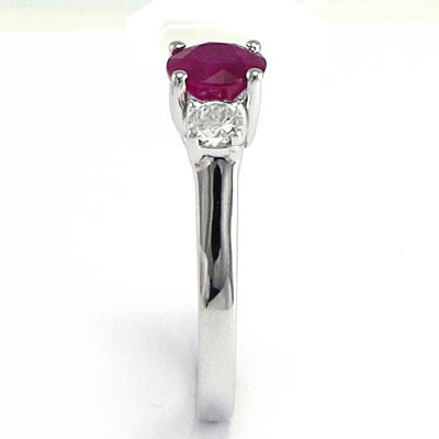 14k Gold Ruby and Diamond Three Stone Ring