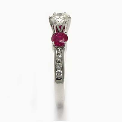 Diamond and Ruby Ring 18k White Gold