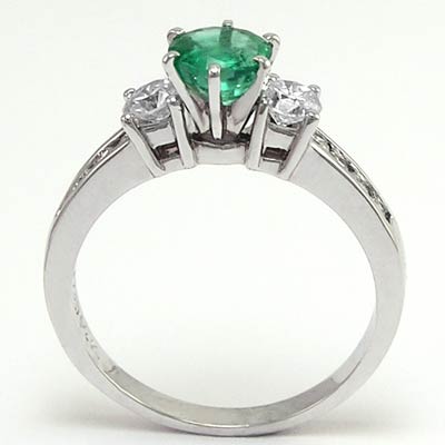 14k Gold Emerald Diamond Engagement Ring