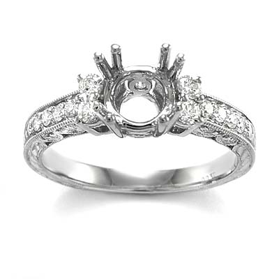 18k White Gold Pave Diamond Semi-Mount Ring