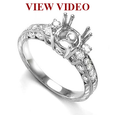 18k White Gold Pave Diamond Semi-Mount Ring