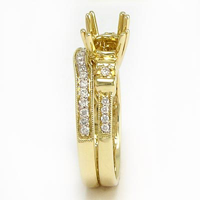 Wedding Band Bridal Set IN 18K yellow gold