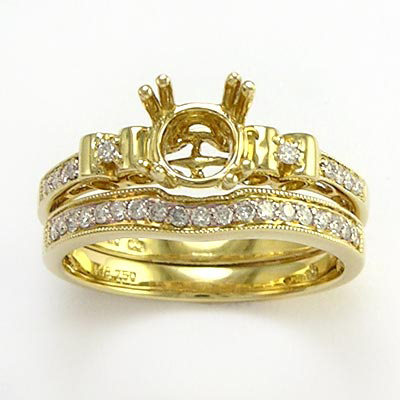 Wedding Band Bridal Set IN 18K yellow gold